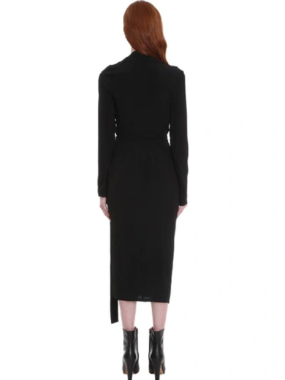 Shop Rick Owens Wrap Ls Dress Dress In Black Silk