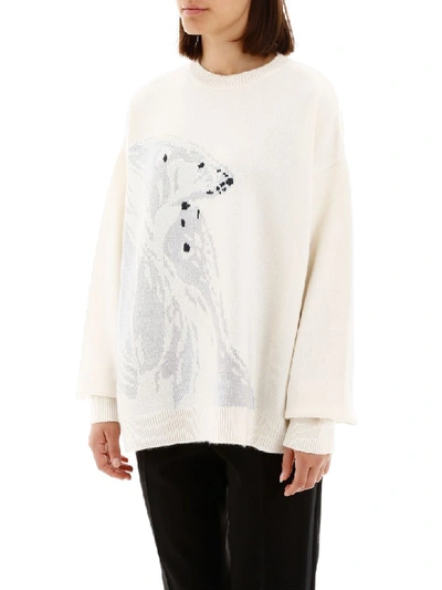 Shop Alanui Polar Bear Pullover In White Multi (white)