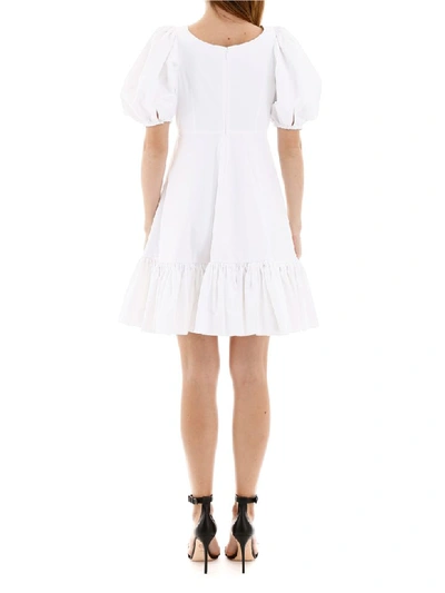 Shop Alexander Mcqueen Cotton Mini Dress In Opticalwhite (white)