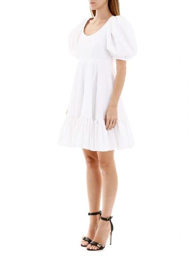 Shop Alexander Mcqueen Cotton Mini Dress In Opticalwhite (white)