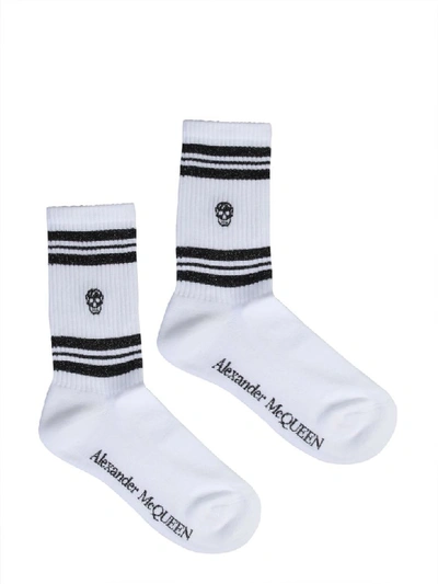 Shop Alexander Mcqueen Sports Skull Socks In Bianco