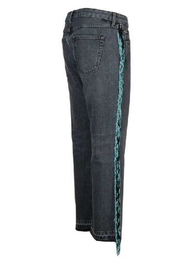 Shop Alanui Embroidered Flared Jeans In Black