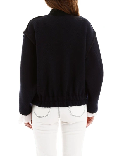 Shop See By Chloé Wool Bomber Jacket In Ink Navy (blue)