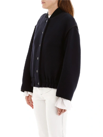 Shop See By Chloé Wool Bomber Jacket In Ink Navy (blue)
