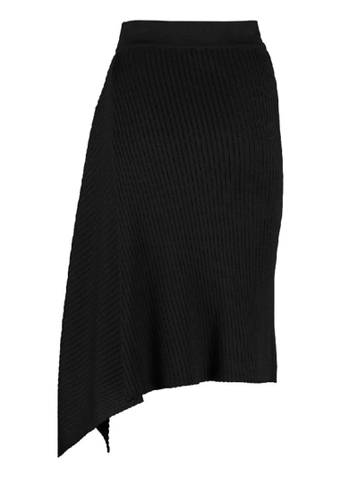 Shop Pinko Masterpiece Ribbed Knit Skirt In Black