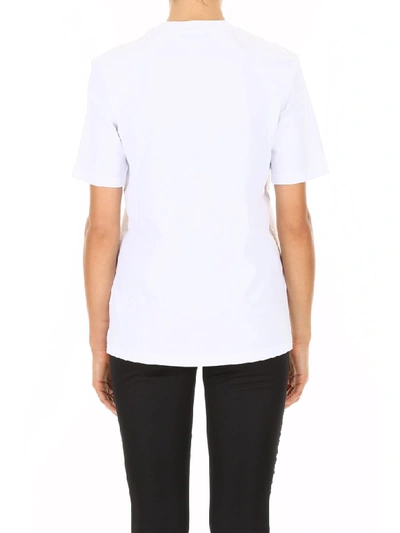 Shop Msgm T-shirt With Sequins Logo In Bianco (white)