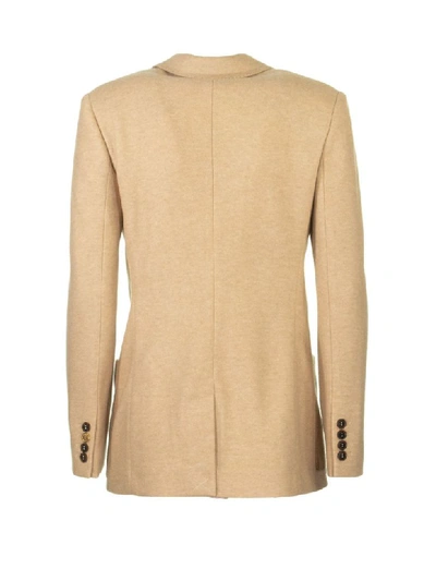 Shop Agnona Cashmere Double Breasted Jacket Blazer In Camel