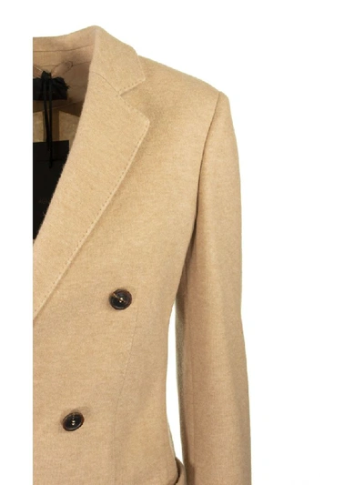 Shop Agnona Cashmere Double Breasted Jacket Blazer In Camel