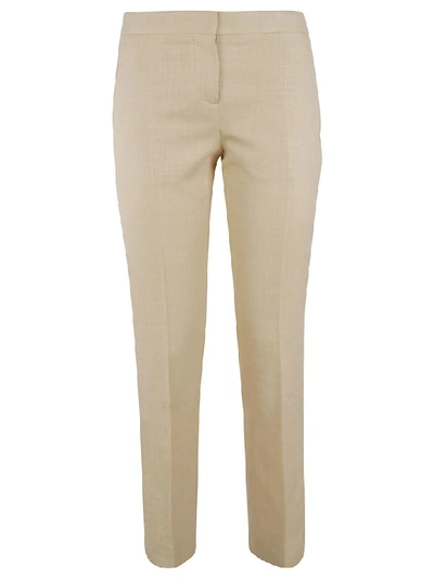 Shop Burberry Cropped Trousers In Sesame