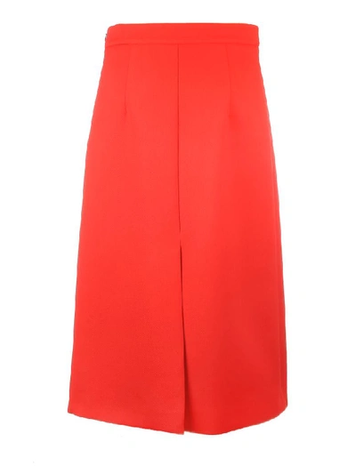 Shop Prada Long Gabardine Natte` A-line Skirt In Red
