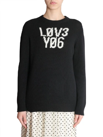 Shop Red Valentino Oversize Fit Sweater In Nero