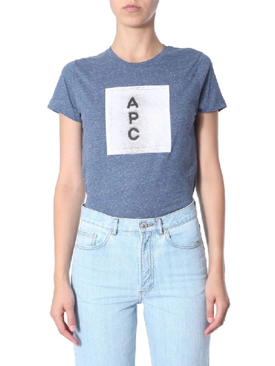 Shop A.p.c. T-shirt With Logo In Blu