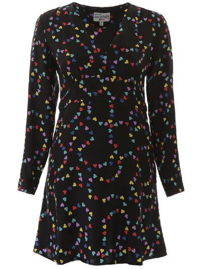 Shop Hvn Rainbow Hearts Mini Dress In Rainbow String Of Hearts (black)