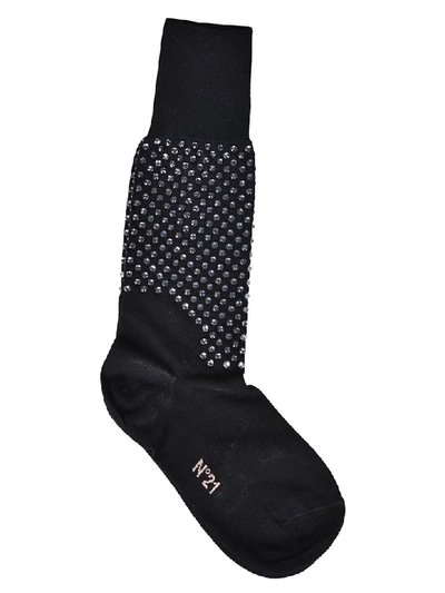 Shop N°21 Studded Logo Socks In Black