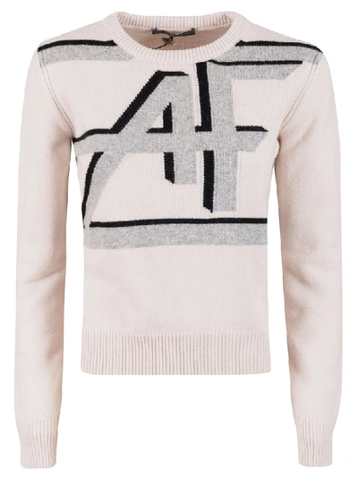 Shop Alberta Ferretti Knitted Sweater In Beige/grey