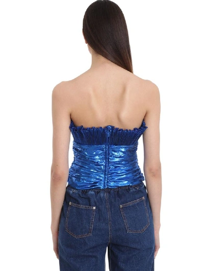 Shop Attico Pliss? Bustier Top In Blue