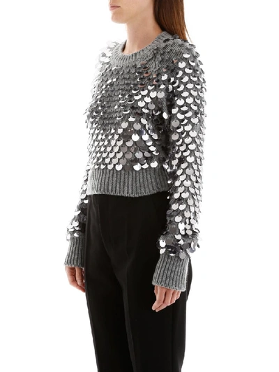 Shop Prada Pullover With Sequins In Argento (grey)