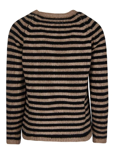 Shop A Punto B Stripe Knitted Sweater In Natural/black