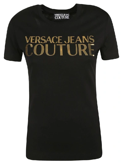 Shop Versace Jeans Couture Jersey Mode Logo T-shirt In Black