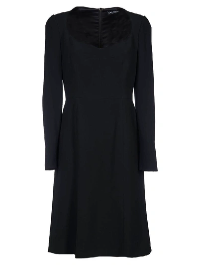 Shop Dolce & Gabbana Large Round Neck Dress In Black