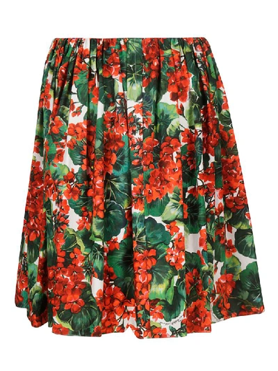 Shop Dolce & Gabbana Floral Pleated Skirt In Multicolor