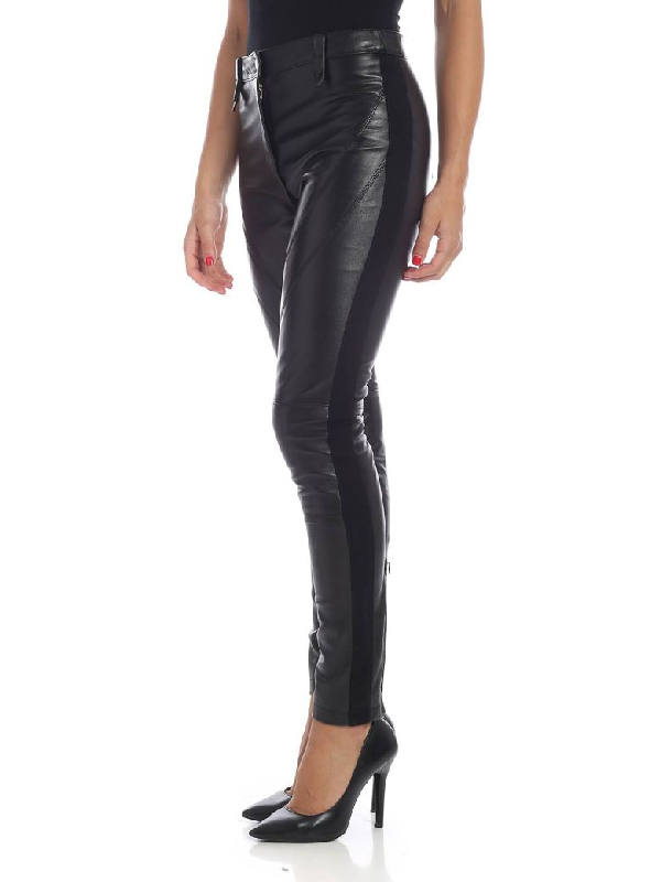 Alberta Ferretti Nappa Leather Stretch Skinny Pants In Black | ModeSens