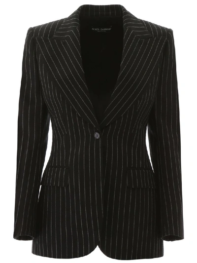 Shop Dolce & Gabbana Pinstriped Blazer In Rigato (black)