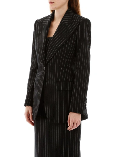 Shop Dolce & Gabbana Pinstriped Blazer In Rigato (black)