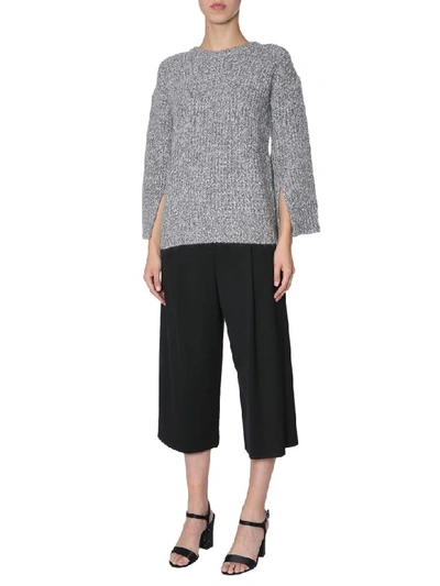Shop Michael Michael Kors Sweater With Slits On Sleeves In Grigio