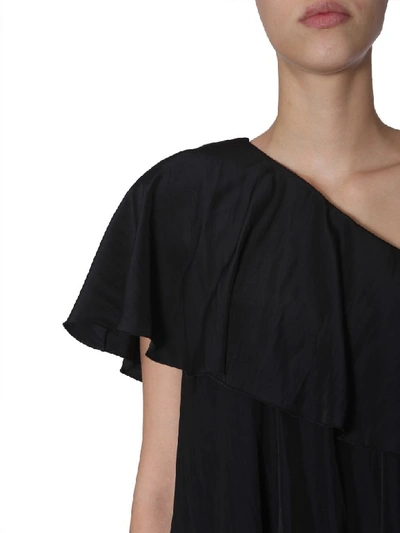 Shop Lanvin Asymmetrical Dress In Nero