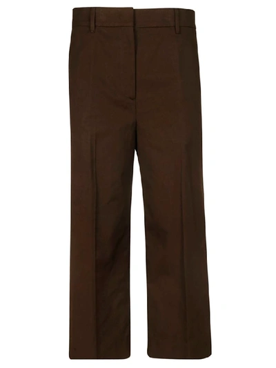 Shop Prada Cropped Trousers In Cacao