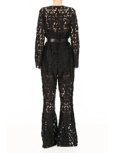 Shop Self-portrait Lace Jumpsuit In Black (black)