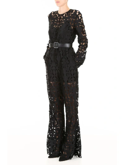 Shop Self-portrait Lace Jumpsuit In Black (black)