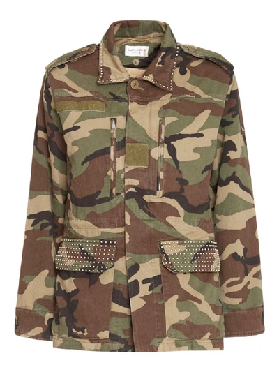 Shop Saint Laurent Militari Parka In Verde