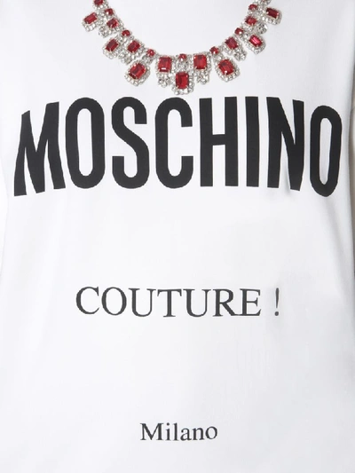 Shop Moschino Crew Neck Dress In Bianco