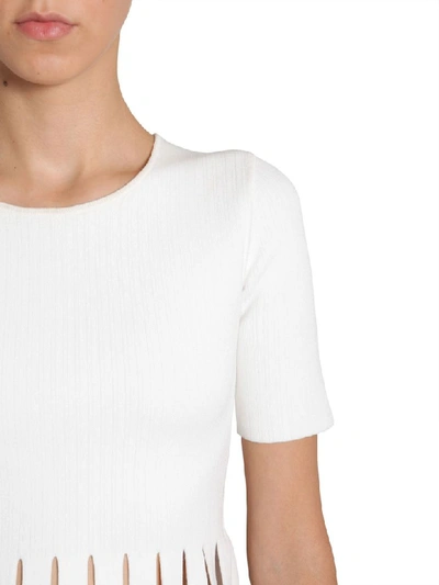 Shop Alexander Wang Fringed T-shirt In Bianco