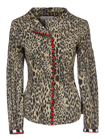 Shop Bazar Deluxe Leopard Print Jacket In Beige/black