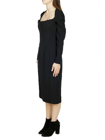 Shop Dolce & Gabbana Scoop Neck Fitted Midi Dress In Black