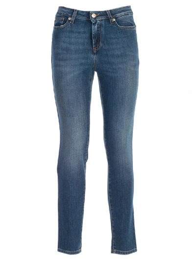 Shop Versace Jeans Skinny W/studs In Blu Scuro