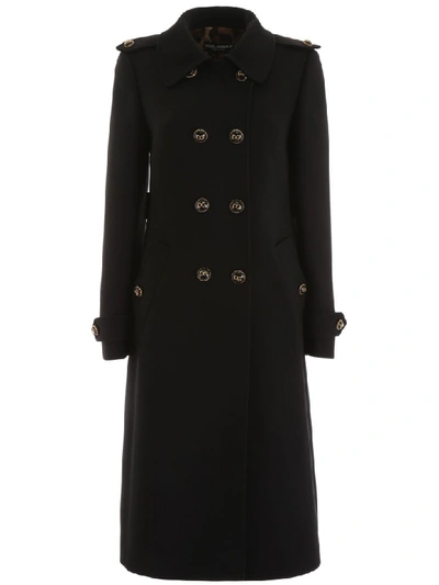 Shop Dolce & Gabbana Double-breasted Coat In Nero (black)