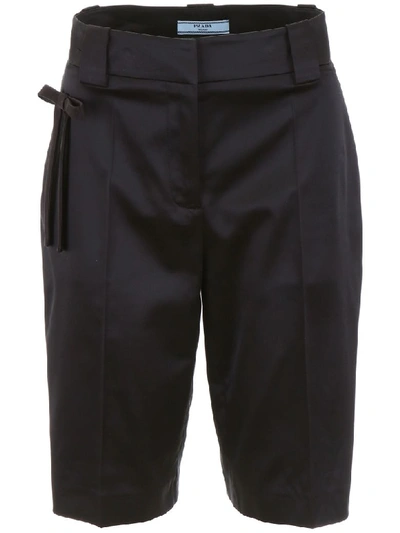 Shop Prada Shorts With Bow In Nero Nero (black)