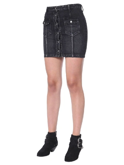 Shop Saint Laurent Skirt In Denim In Nero