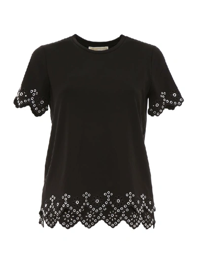 Shop Michael Michael Kors Top With Studs In Black Silver (black)