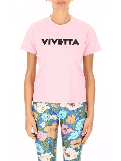 Shop Vivetta T-shirt With Logo Print In Pink (pink)