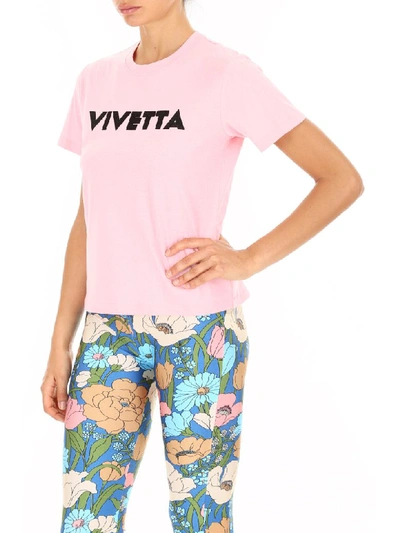 Shop Vivetta T-shirt With Logo Print In Pink (pink)