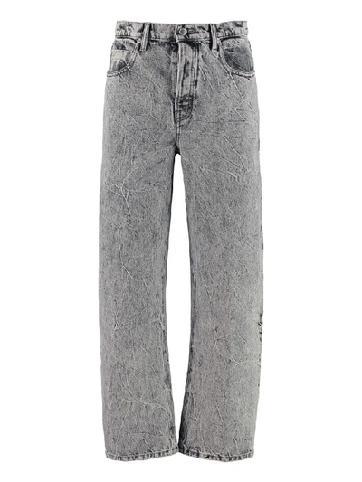 Shop Alexander Wang High-rise Straight-leg Jeans In Grey