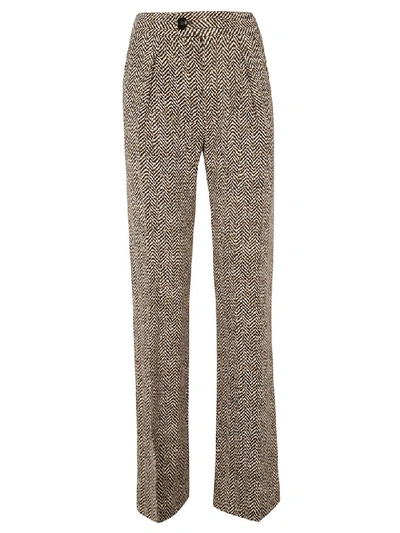 Shop Chloé Patterned Trousers In Brown/beige