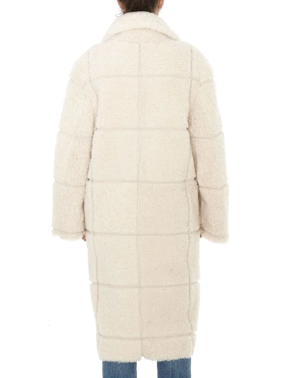 Off-white Oversized Shearling Coat In Beige