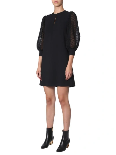 Shop Givenchy Dress With Pleated Sleeves In Nero