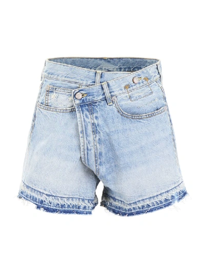 Shop R13 Crossover Denim Shorts In Tilly (light Blue)